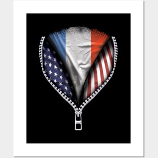 French Flag  France Flag American Flag Zip Down - Gift for French From France Posters and Art